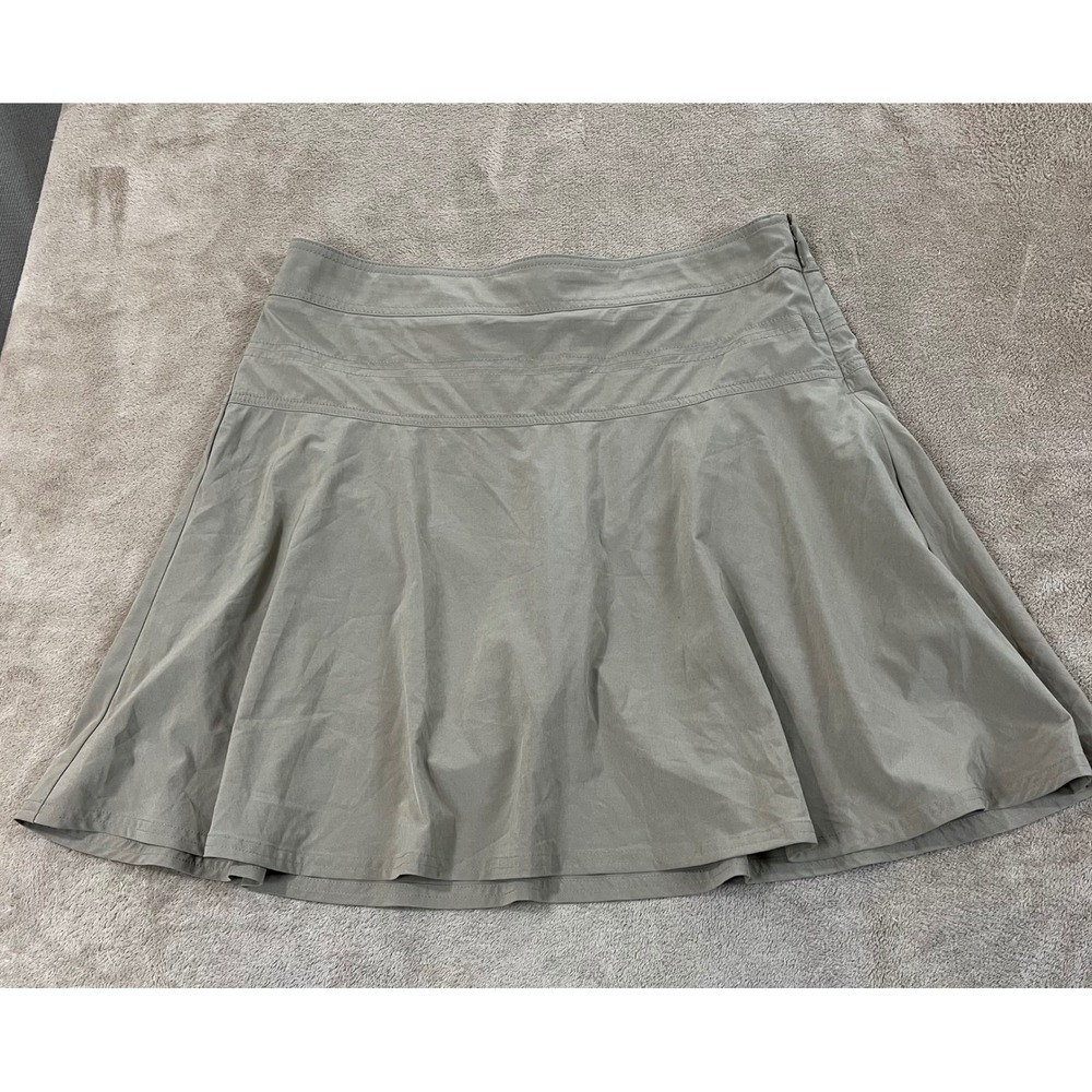 Athleta Everday Swing Skort Women's Size 12 Beige Zip back Pocket Polyester GOOD